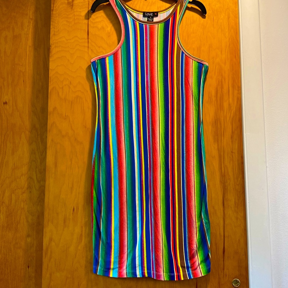 Girls Rainbow Striped Dress By: Love